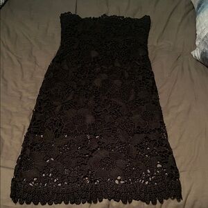 Jump Strapless Dress with Black Floral Lace